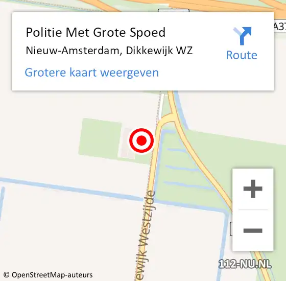 Locatie op kaart van de 112 melding: Politie Met Grote Spoed Naar Nieuw-Amsterdam, Dikkewijk WZ op 31 juli 2021 15:12