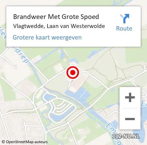 Locatie op kaart van de 112 melding: Brandweer Met Grote Spoed Naar Vlagtwedde, Laan van Westerwolde op 31 juli 2021 15:18