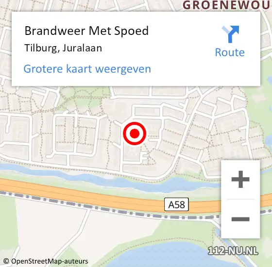 Locatie op kaart van de 112 melding: Brandweer Met Spoed Naar Tilburg, Juralaan op 31 juli 2021 15:19