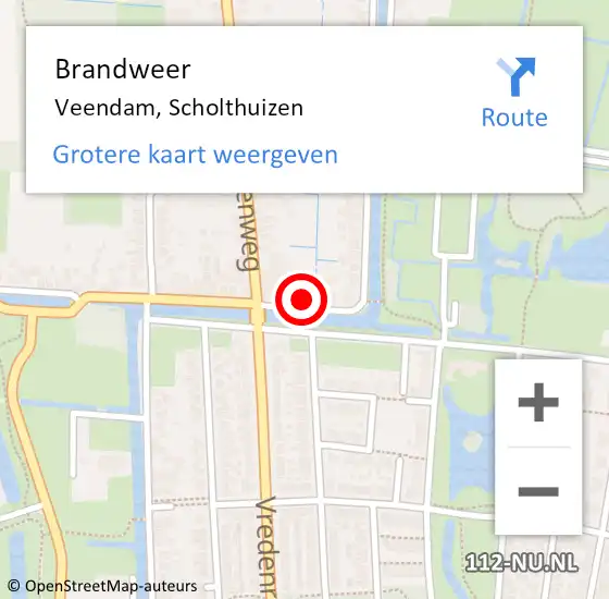 Locatie op kaart van de 112 melding: Brandweer Veendam, Scholthuizen op 31 juli 2021 15:51