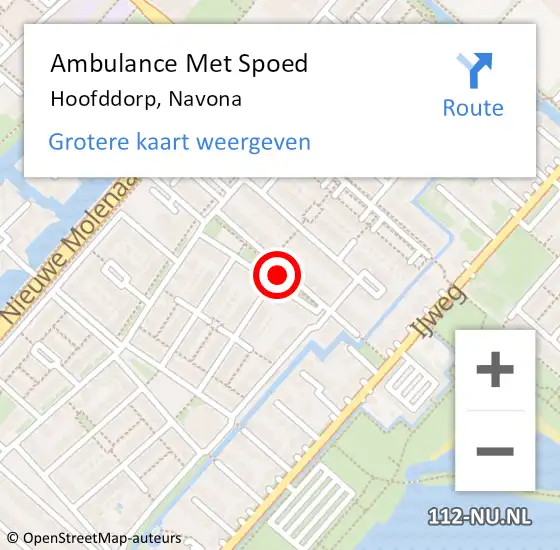 Locatie op kaart van de 112 melding: Ambulance Met Spoed Naar Hoofddorp, Navona op 31 juli 2021 15:57