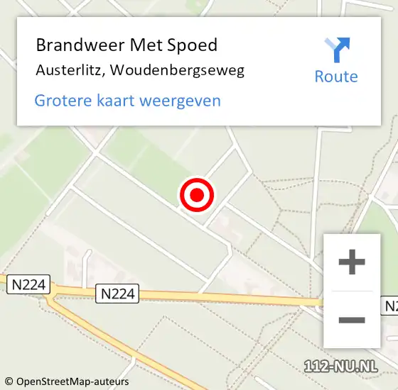 Locatie op kaart van de 112 melding: Brandweer Met Spoed Naar Austerlitz, Woudenbergseweg op 31 juli 2021 15:59