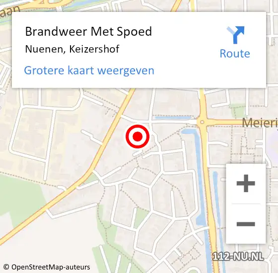 Locatie op kaart van de 112 melding: Brandweer Met Spoed Naar Nuenen, Keizershof op 31 juli 2021 16:01