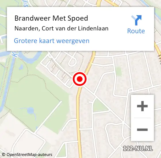 Locatie op kaart van de 112 melding: Brandweer Met Spoed Naar Naarden, Cort van der Lindenlaan op 31 juli 2021 16:25