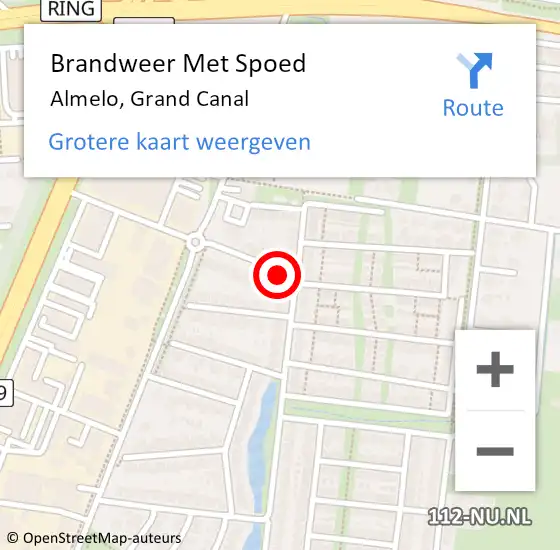 Locatie op kaart van de 112 melding: Brandweer Met Spoed Naar Almelo, Grand Canal op 31 juli 2021 16:50