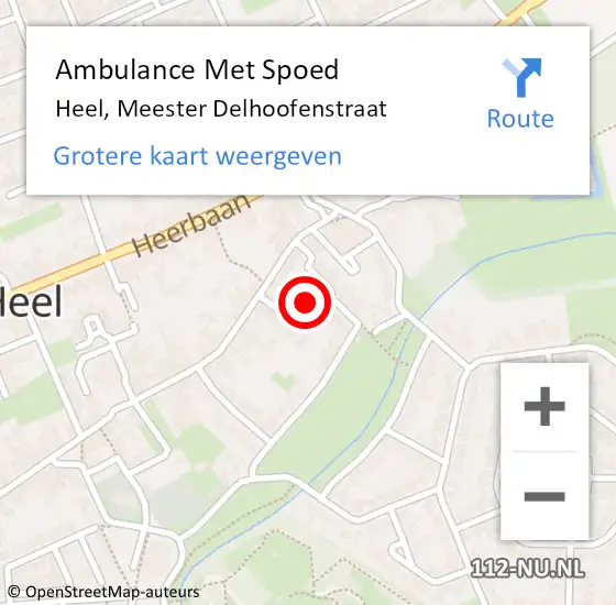 Locatie op kaart van de 112 melding: Ambulance Met Spoed Naar Heel, Meester Delhoofenstraat op 31 juli 2021 16:57