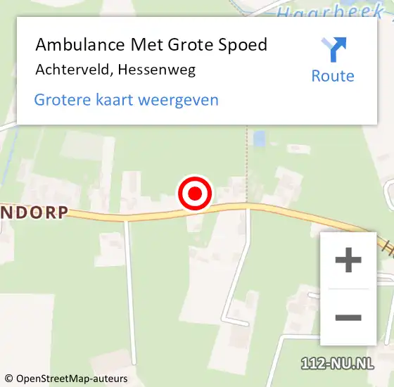 Locatie op kaart van de 112 melding: Ambulance Met Grote Spoed Naar Achterveld, Hessenweg op 31 juli 2021 17:24