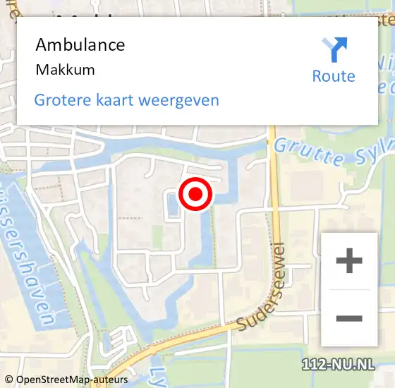 Locatie op kaart van de 112 melding: Ambulance Makkum op 31 juli 2021 18:03