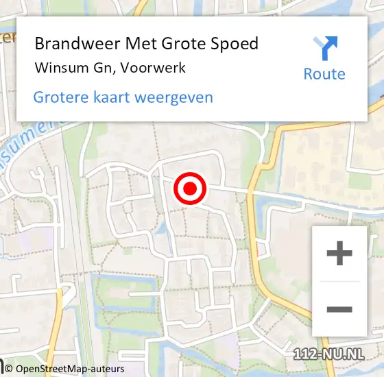 Locatie op kaart van de 112 melding: Brandweer Met Grote Spoed Naar Winsum Gn, Voorwerk op 18 juni 2014 12:28