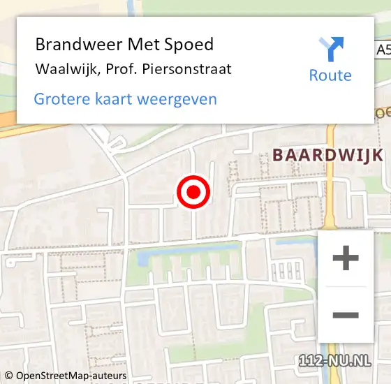 Locatie op kaart van de 112 melding: Brandweer Met Spoed Naar Waalwijk, Prof. Piersonstraat op 31 juli 2021 18:11