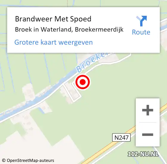 Locatie op kaart van de 112 melding: Brandweer Met Spoed Naar Broek in Waterland, Broekermeerdijk op 31 juli 2021 18:21