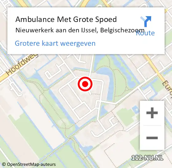 Locatie op kaart van de 112 melding: Ambulance Met Grote Spoed Naar Nieuwerkerk aan den IJssel, Belgischezoom op 31 juli 2021 18:46