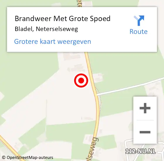 Locatie op kaart van de 112 melding: Brandweer Met Grote Spoed Naar Bladel, Neterselseweg op 31 juli 2021 19:00