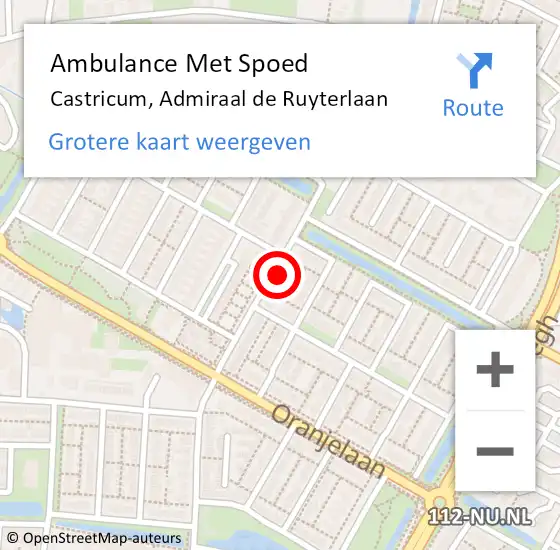 Locatie op kaart van de 112 melding: Ambulance Met Spoed Naar Castricum, Admiraal de Ruyterlaan op 31 juli 2021 19:33