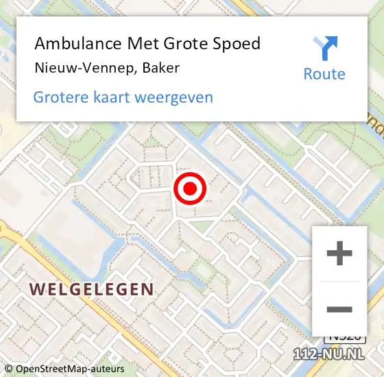 Locatie op kaart van de 112 melding: Ambulance Met Grote Spoed Naar Nieuw-Vennep, Baker op 31 juli 2021 19:42