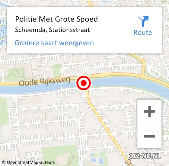 Locatie op kaart van de 112 melding: Politie Met Grote Spoed Naar Scheemda, Stationsstraat op 31 juli 2021 19:45