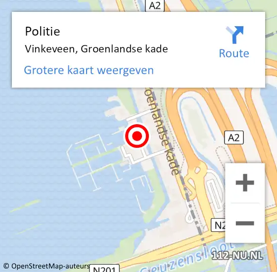 Locatie op kaart van de 112 melding: Politie Vinkeveen, Groenlandse kade op 31 juli 2021 19:46