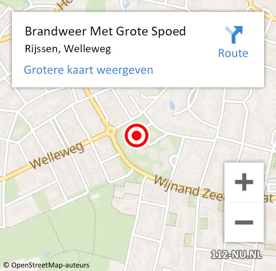 Locatie op kaart van de 112 melding: Brandweer Met Grote Spoed Naar Rijssen, Welleweg op 31 juli 2021 19:52