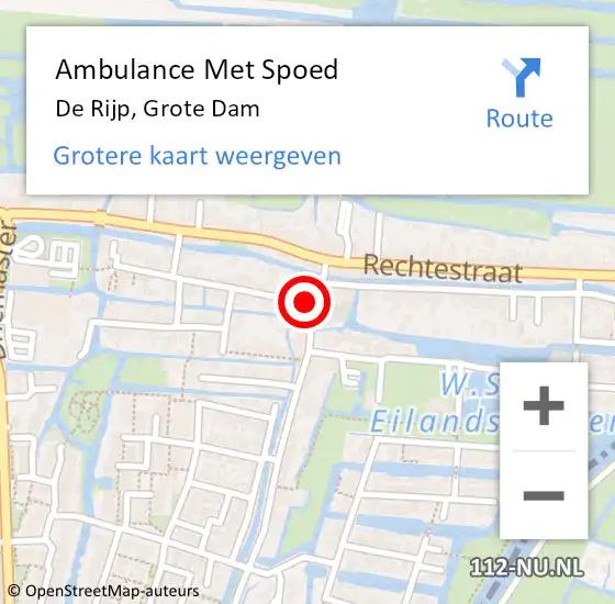 Locatie op kaart van de 112 melding: Ambulance Met Spoed Naar De Rijp, Grote Dam op 31 juli 2021 20:02