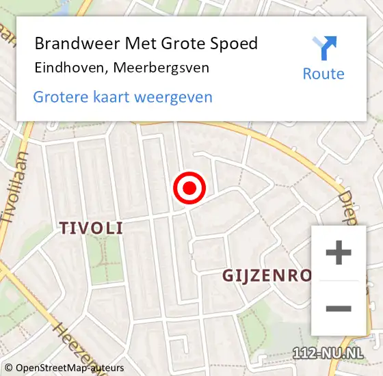 Locatie op kaart van de 112 melding: Brandweer Met Grote Spoed Naar Eindhoven, Meerbergsven op 31 juli 2021 20:03