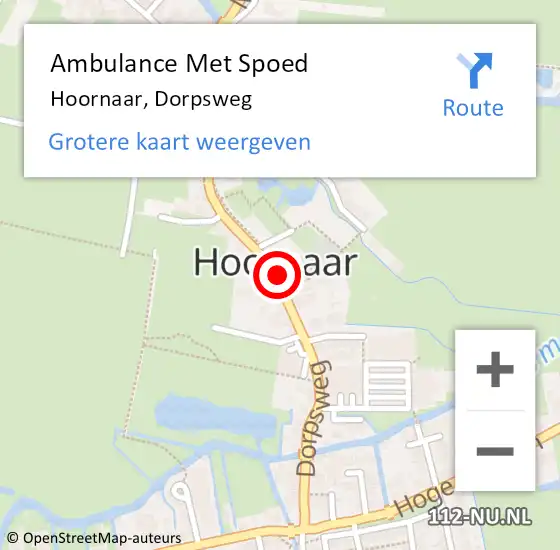 Locatie op kaart van de 112 melding: Ambulance Met Spoed Naar Hoornaar, Dorpsweg op 31 juli 2021 20:19