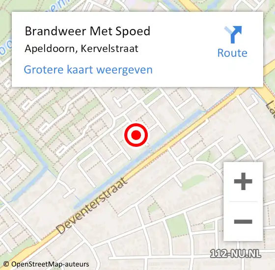 Locatie op kaart van de 112 melding: Brandweer Met Spoed Naar Apeldoorn, Kervelstraat op 31 juli 2021 20:28
