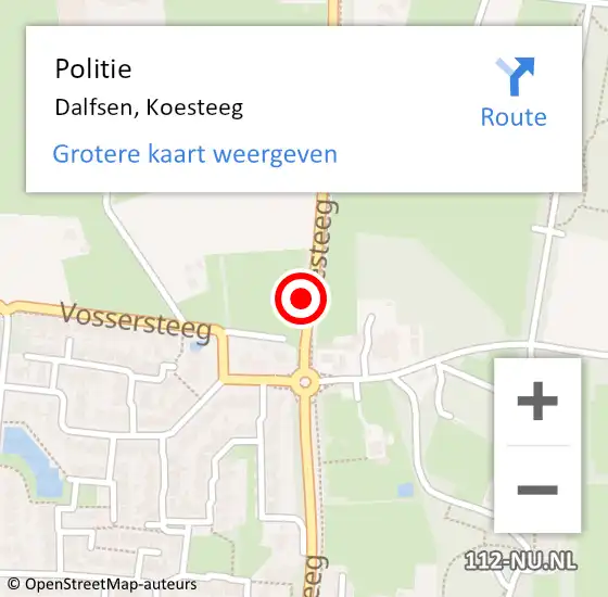 Locatie op kaart van de 112 melding: Politie Dalfsen, Koesteeg op 31 juli 2021 20:29