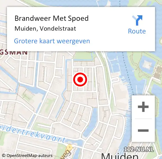 Locatie op kaart van de 112 melding: Brandweer Met Spoed Naar Muiden, Vondelstraat op 31 juli 2021 20:38