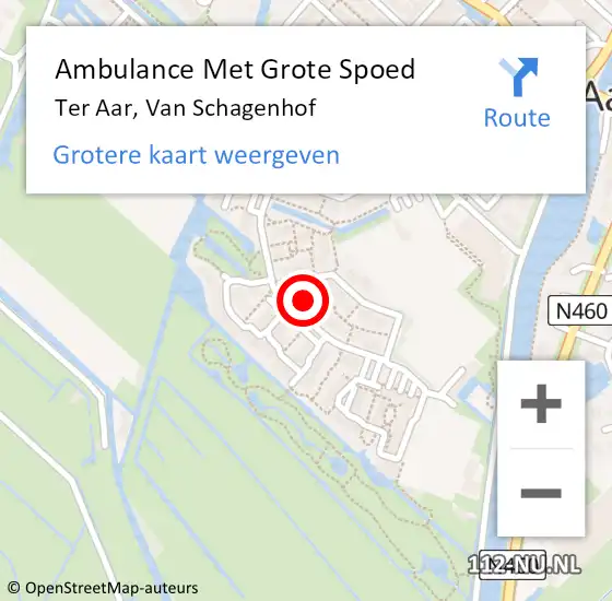 Locatie op kaart van de 112 melding: Ambulance Met Grote Spoed Naar Ter Aar, Van Schagenhof op 18 juni 2014 12:32