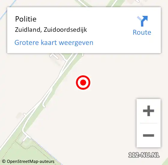 Locatie op kaart van de 112 melding: Politie Zuidland, Zuidoordsedijk op 31 juli 2021 20:47