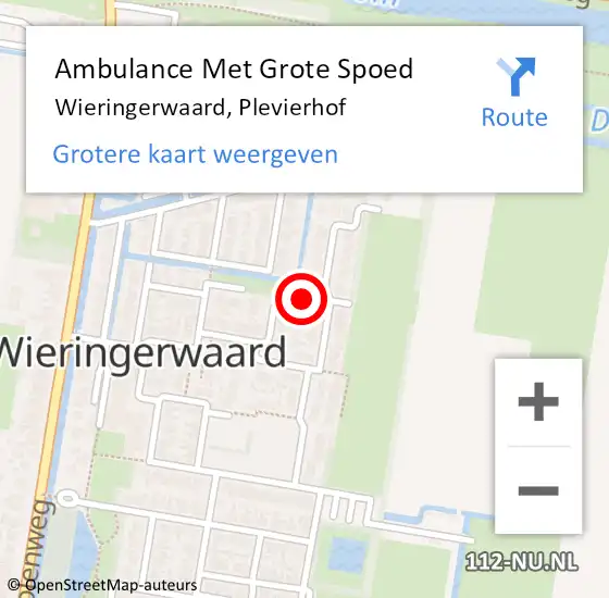 Locatie op kaart van de 112 melding: Ambulance Met Grote Spoed Naar Wieringerwaard, Plevierhof op 31 juli 2021 20:54