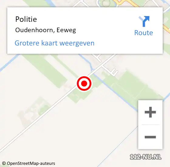 Locatie op kaart van de 112 melding: Politie Oudenhoorn, Eeweg op 31 juli 2021 20:59