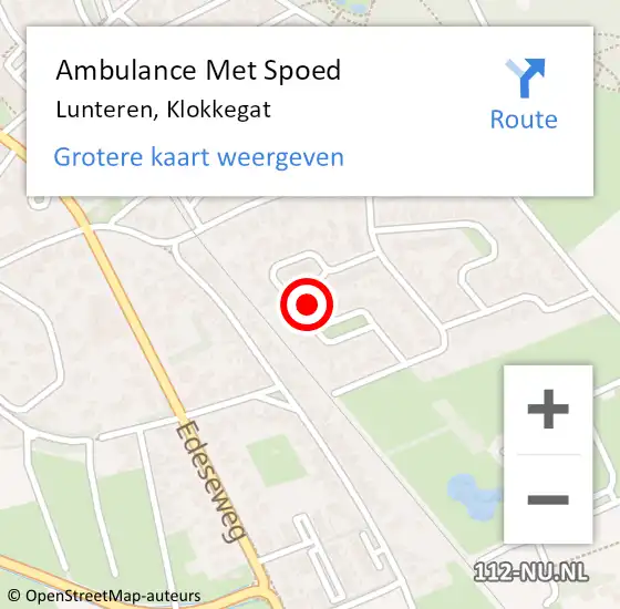 Locatie op kaart van de 112 melding: Ambulance Met Spoed Naar Lunteren, Klokkegat op 31 juli 2021 21:06