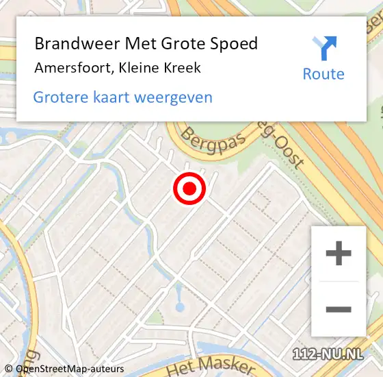 Locatie op kaart van de 112 melding: Brandweer Met Grote Spoed Naar Amersfoort, Kleine Kreek op 31 juli 2021 21:14