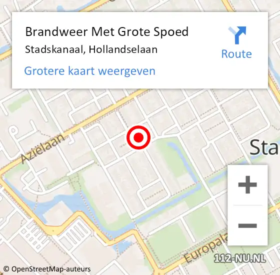 Locatie op kaart van de 112 melding: Brandweer Met Grote Spoed Naar Stadskanaal, Hollandselaan op 31 juli 2021 21:21