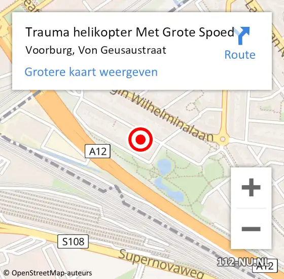 Locatie op kaart van de 112 melding: Trauma helikopter Met Grote Spoed Naar Voorburg, Von Geusaustraat op 31 juli 2021 21:25