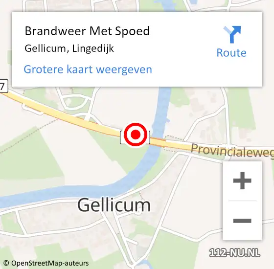 Locatie op kaart van de 112 melding: Brandweer Met Spoed Naar Gellicum, Lingedijk op 31 juli 2021 21:35