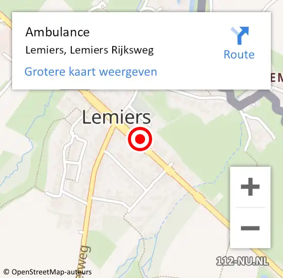 Locatie op kaart van de 112 melding: Ambulance Lemiers, Lemiers Rijksweg op 18 juni 2014 12:39