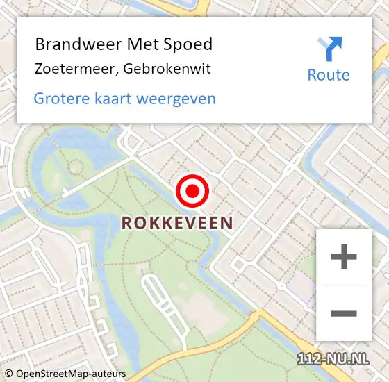 Locatie op kaart van de 112 melding: Brandweer Met Spoed Naar Zoetermeer, Gebrokenwit op 31 juli 2021 22:40