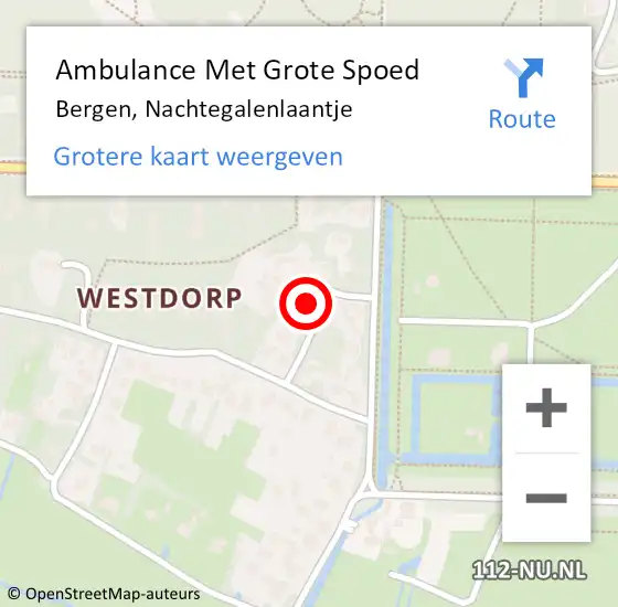 Locatie op kaart van de 112 melding: Ambulance Met Grote Spoed Naar Bergen, Nachtegalenlaantje op 31 juli 2021 23:07