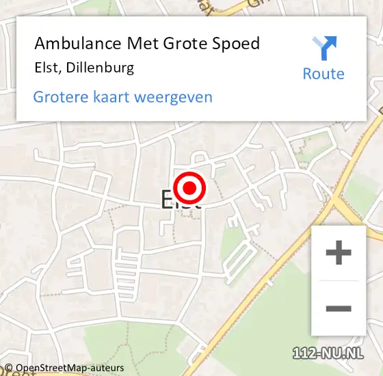 Locatie op kaart van de 112 melding: Ambulance Met Grote Spoed Naar Elst, Dillenburg op 31 juli 2021 23:56