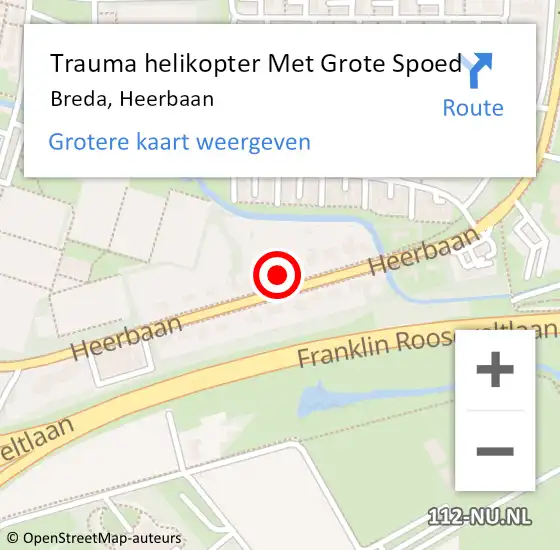 Locatie op kaart van de 112 melding: Trauma helikopter Met Grote Spoed Naar Breda, Heerbaan op 1 augustus 2021 00:16