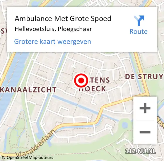 Locatie op kaart van de 112 melding: Ambulance Met Grote Spoed Naar Hellevoetsluis, Ploegschaar op 1 augustus 2021 00:27