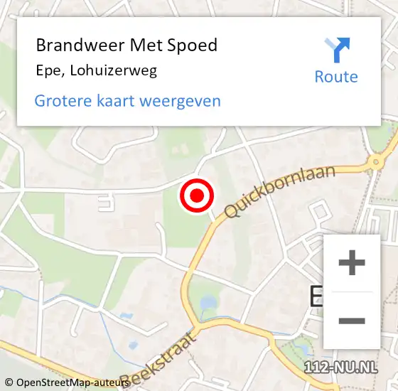 Locatie op kaart van de 112 melding: Brandweer Met Spoed Naar Epe, Lohuizerweg op 1 augustus 2021 00:27