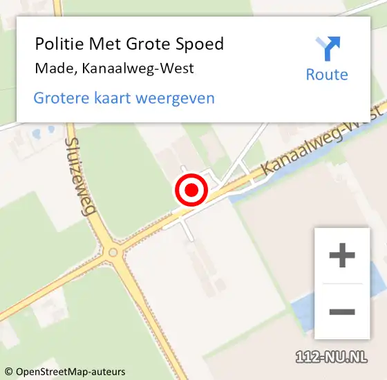 Locatie op kaart van de 112 melding: Politie Met Grote Spoed Naar Made, Kanaalweg-West op 1 augustus 2021 01:07