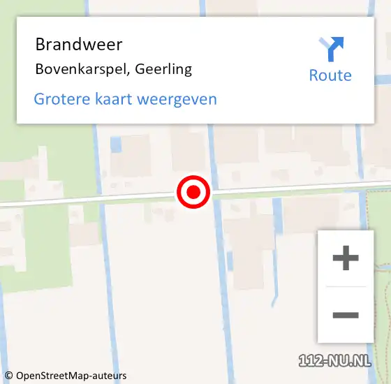 Locatie op kaart van de 112 melding: Brandweer Bovenkarspel, Geerling op 1 augustus 2021 01:14