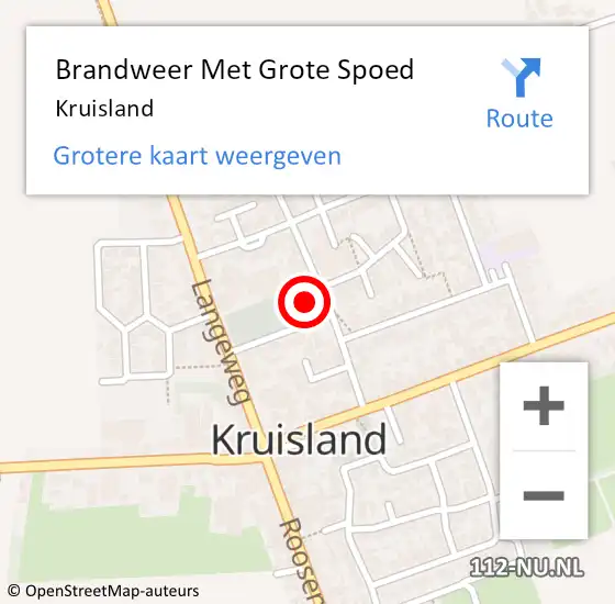 Locatie op kaart van de 112 melding: Brandweer Met Grote Spoed Naar Kruisland op 1 augustus 2021 01:19