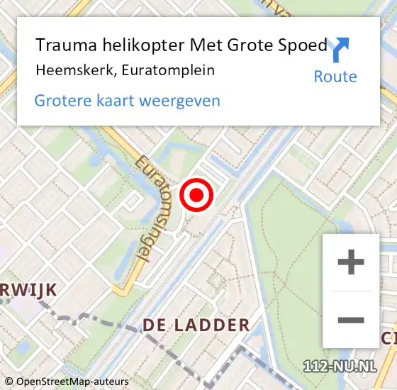 Locatie op kaart van de 112 melding: Trauma helikopter Met Grote Spoed Naar Heemskerk, Euratomplein op 1 augustus 2021 01:35