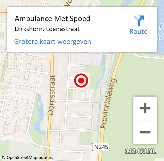 Locatie op kaart van de 112 melding: Ambulance Met Spoed Naar Dirkshorn, Loenastraat op 1 augustus 2021 02:48