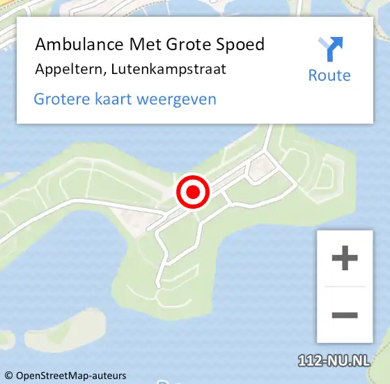 Locatie op kaart van de 112 melding: Ambulance Met Grote Spoed Naar Appeltern, Lutenkampstraat op 1 augustus 2021 02:53